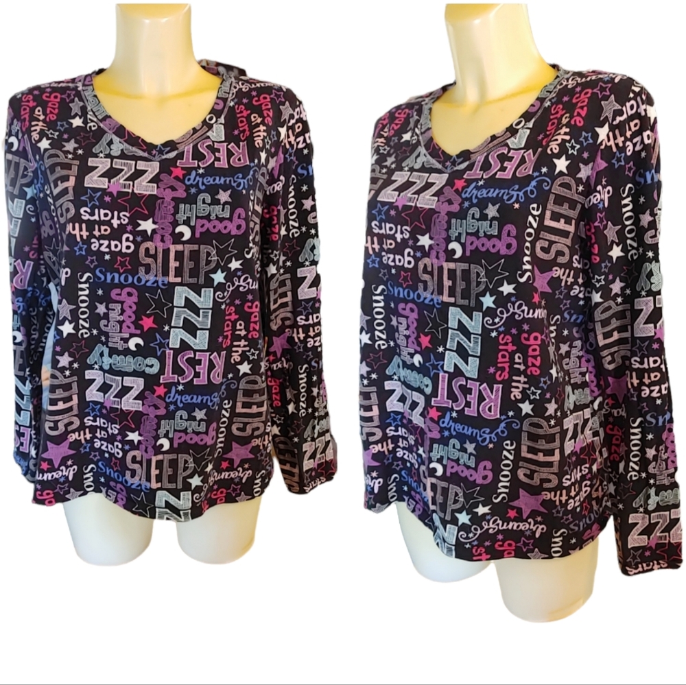🌹3/15🌹SECRET TREASURES Black Blue Purple Sleep Pajama Shirt